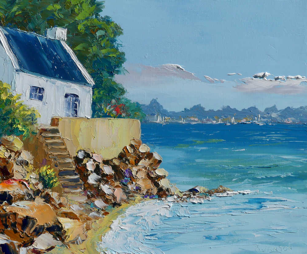 oil palette knife painting; a nice seascape in Brittany