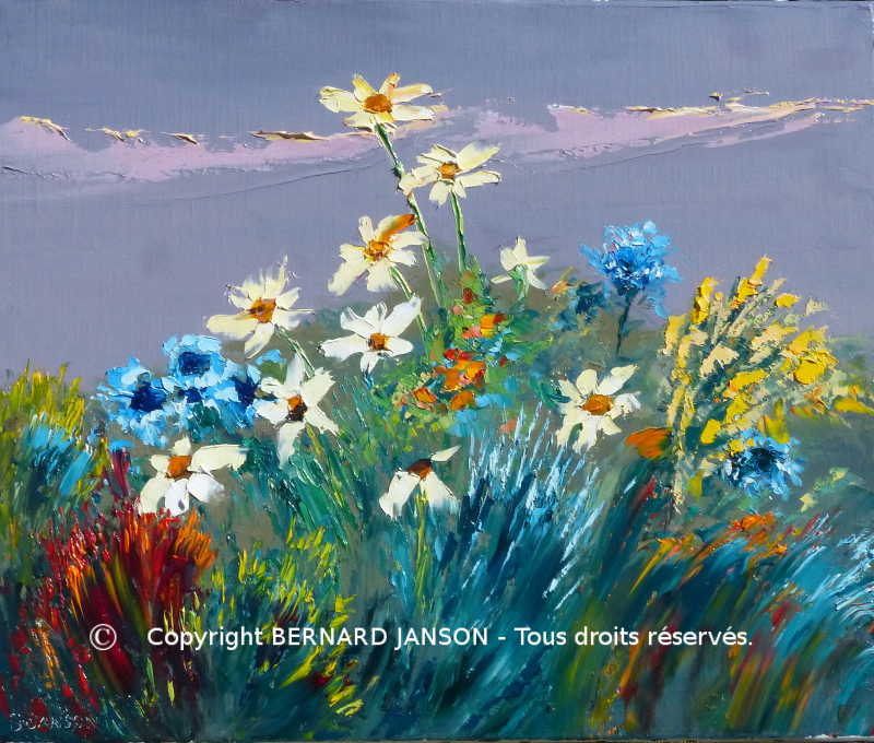 contemporary artwork; spring flowers blossom with their nice coloring