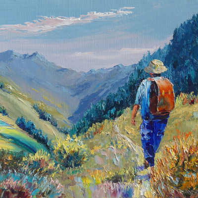 modern oil palette knife painting gallery about mountainscapes