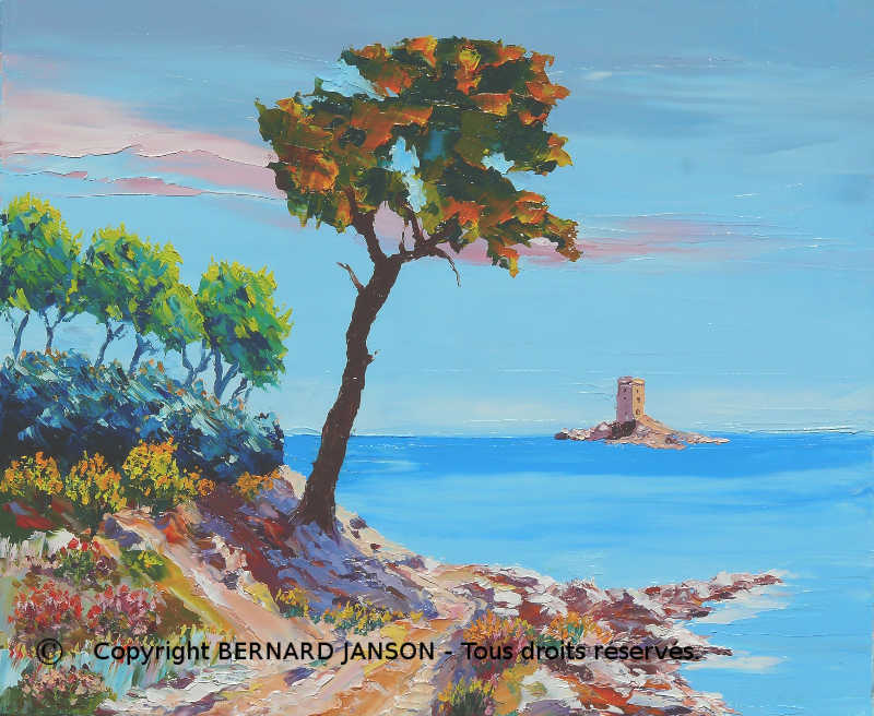 riviera island; modern artwork with bright colours