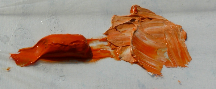 colour orange during using of painting knife technique