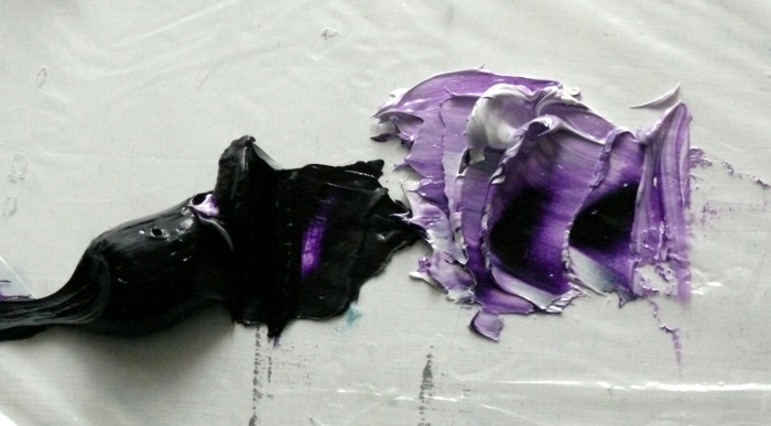 technique painting knife colour purple